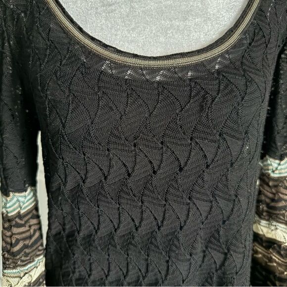 Missoni Black Open Knit Wool Sweater Dress with Chevron Trim Size IT 44 US 8 - Picture 6 of 11